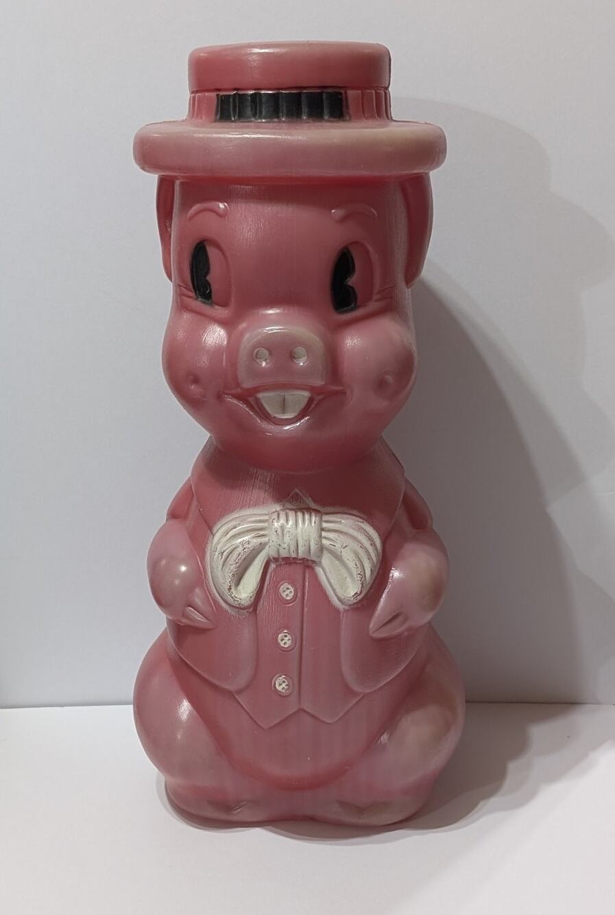 Vintage AJ Renzi 1966 Piggy Bank Large Red Plastic Pig Bank USA 19” Leominster